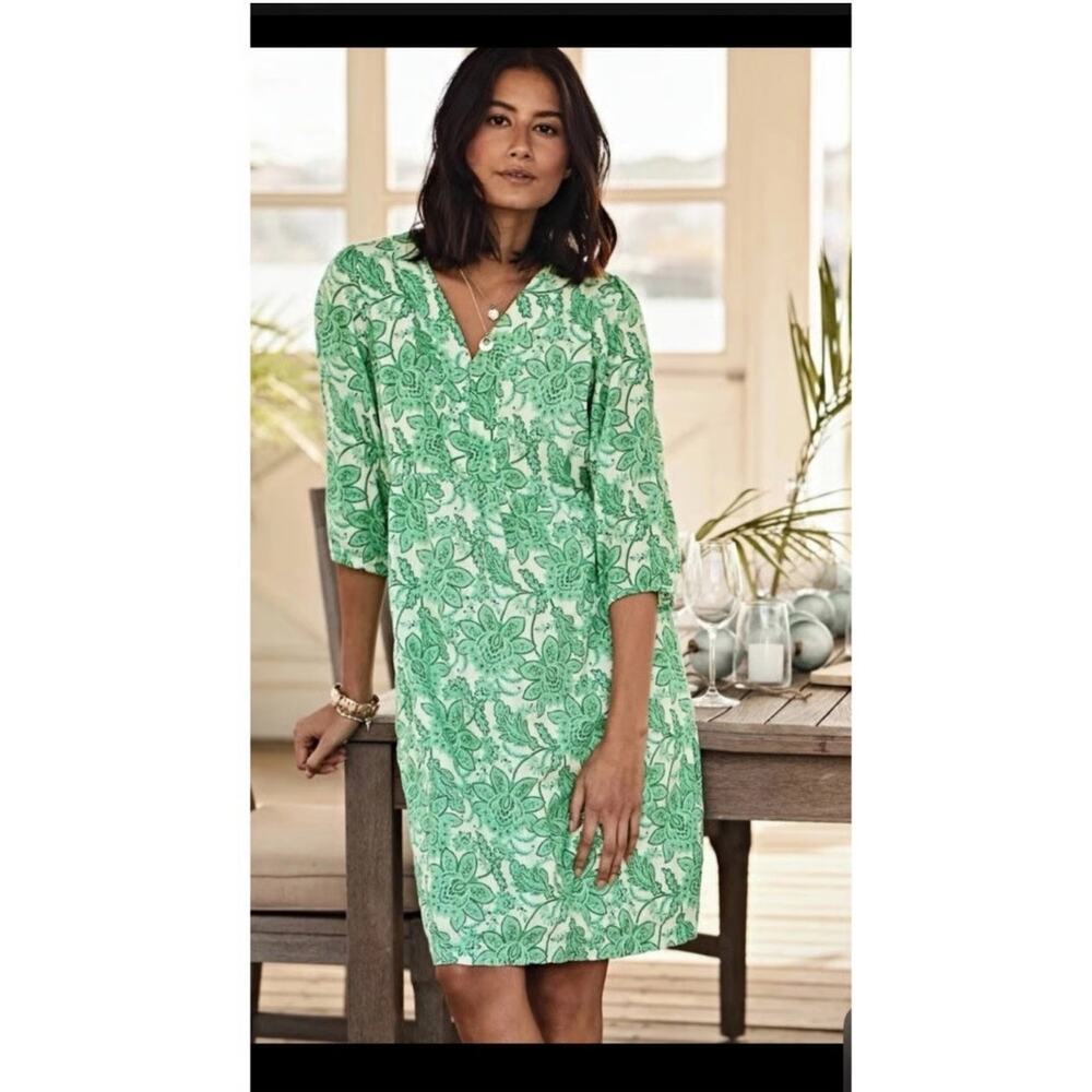 J. Jill Green & White Floral Mini Dress